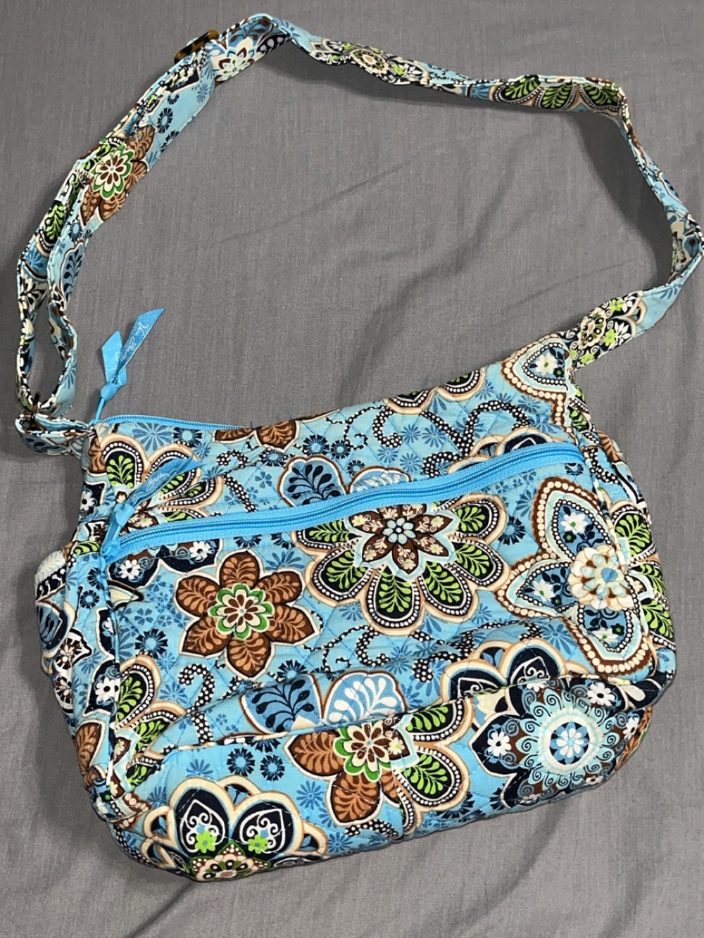 Vera Bradley Light Blue Floral Quilted Crossbody Bag